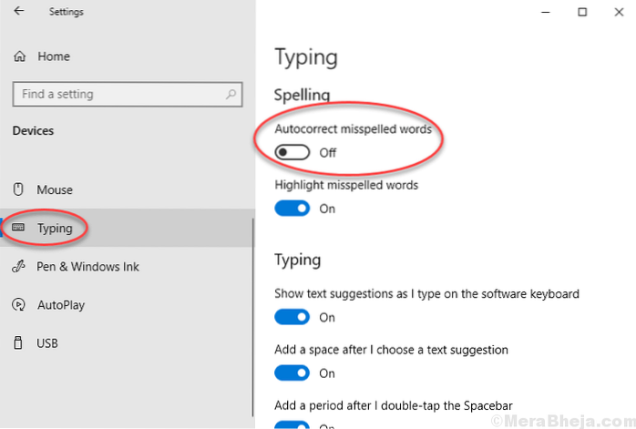 Slik deaktiverer du autokorreksjon / stavekontroll i Windows 10-e-postapp