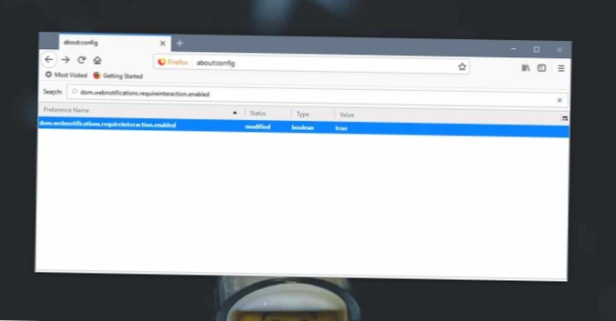 Deaktivieren der automatischen Entlassung für Benachrichtigungen in Firefox