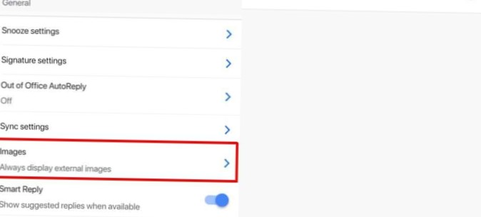 Como desativar imagens externas em aplicativos do Gmail