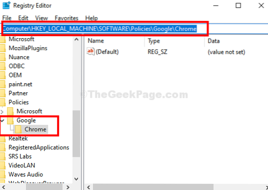 Så här inaktiverar du inkognitoläge i Chrome med hjälp av registret i Windows 10