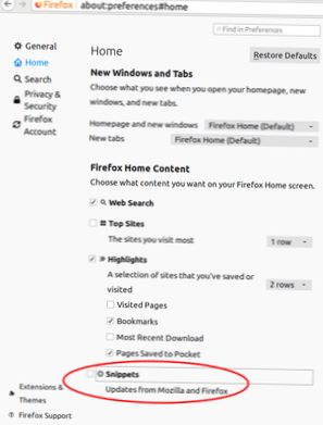 How to disable Messages from Firefox on the new tab page