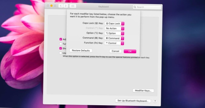 Cómo deshabilitar las teclas modificadoras en macOS