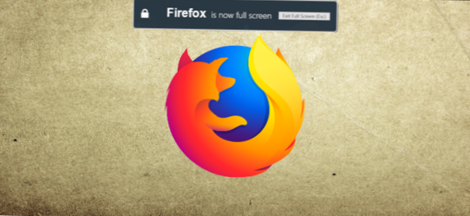 Hoe de waarschuwing op volledig scherm in Firefox uit te schakelen