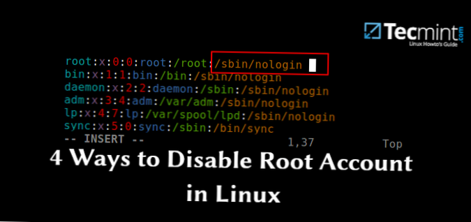 Jak zakázat kořenový účet v systému Linux