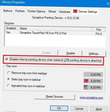 Jak wyłączyć touchpad, gdy mysz jest podłączona w systemie Windows 10