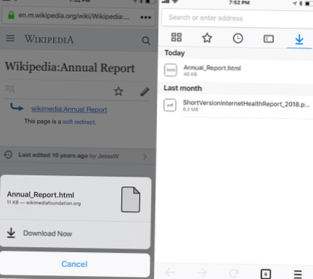 Cómo descargar archivos en iOS a través de Firefox