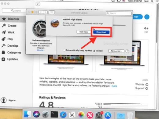 Come scaricare High Sierra su macOS Mojave
