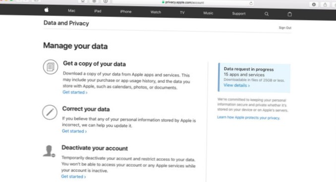 So laden Sie Ihre Daten von Apple herunter