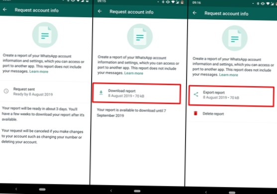 Slik laster du ned Whatsapp-kontoinformasjonen
