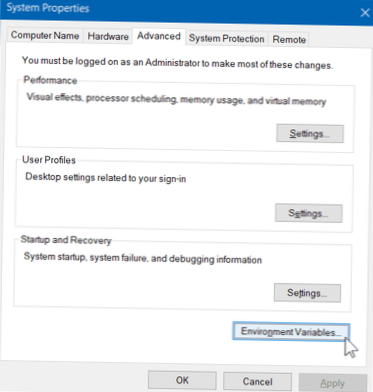 Comment modifier les variables d'environnement système pour un utilisateur sous Windows 10