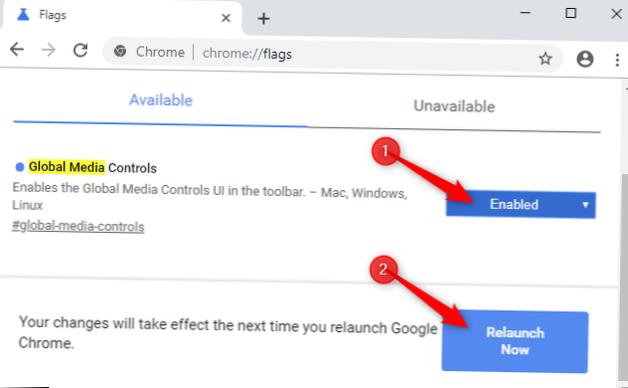Jak povolit tlačítko přehrávání / pozastavení na panelu nástrojů Chrome
