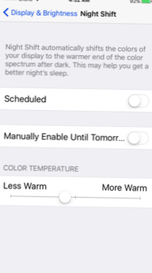 Aktivieren, Anpassen der Farbtonintensität und Planen der Nachtschicht [iOS]