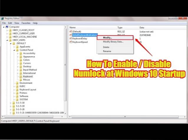 Numlock in- / uitschakelen bij het opstarten van Windows 10