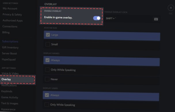 Jak povolit překrytí Discord ve hře