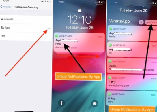 Aktivieren oder Deaktivieren von Gruppenbenachrichtigungen per App unter iOS 12