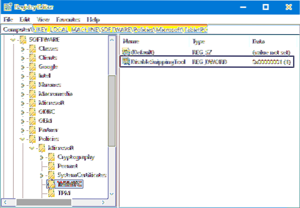 Come abilitare o disabilitare lo strumento di cattura in Windows 10