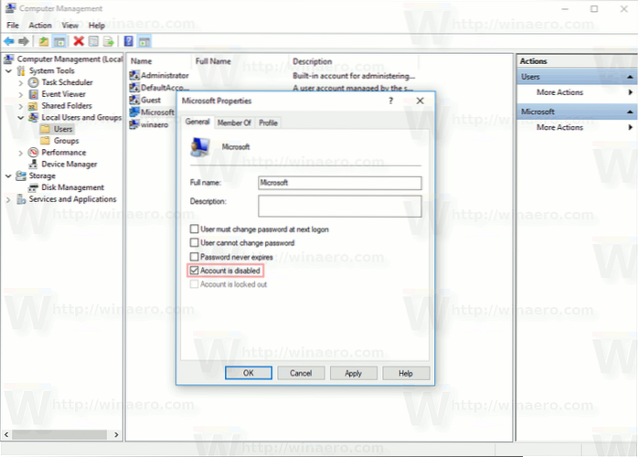 Cum se activează sau se dezactivează conturile de utilizator în Windows 10