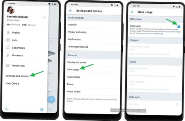 Hoe de databesparing in Twitter-apps in te schakelen