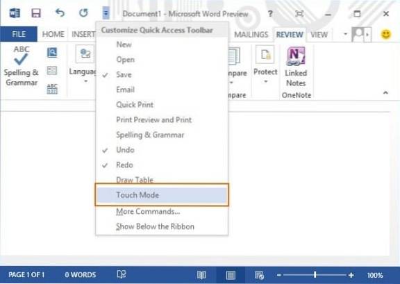 Så här aktiverar du läget Hidden Touch i Microsoft Office 2013