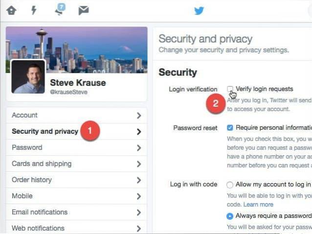 Come abilitare la verifica in due passaggi per l'account Twitter