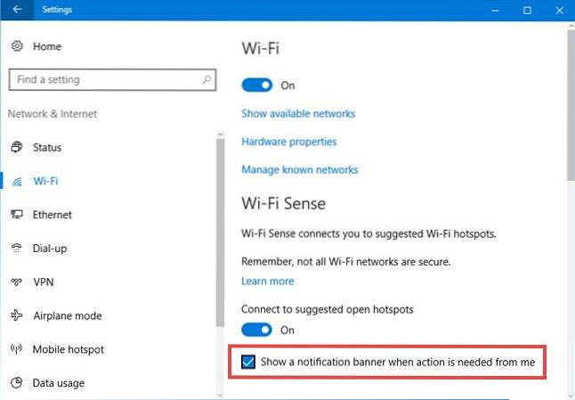 Så här aktiverar du Wi-Fi Sense i Windows 10 och ansluter till Hotspots