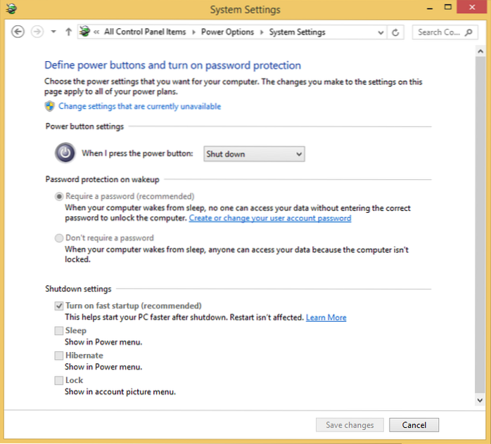 Slik aktiverer / deaktiverer du rask oppstart i Windows 8