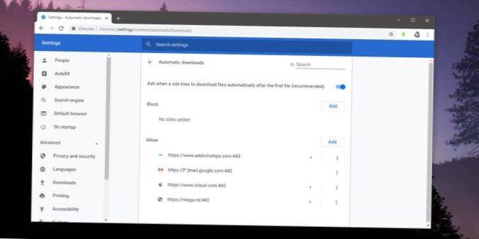 Jak povolit / zakázat více stahování v prohlížeči Chrome