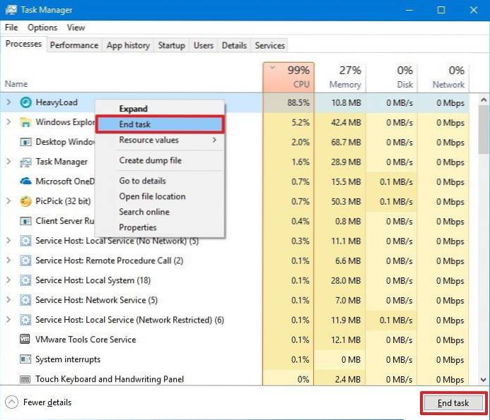 How to End Process in Task Manager of Windows 10