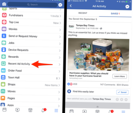 Jak najít reklamu na Facebooku, na kterou jste klikli