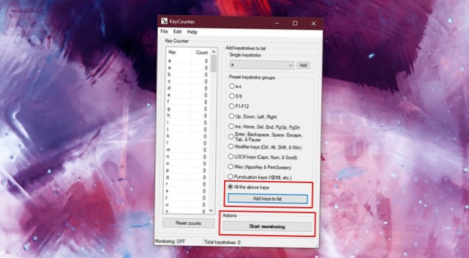 How to find least used keys on Windows 10