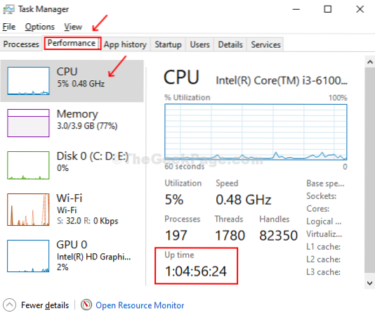 How to Find Out your System Uptime in Windows 10