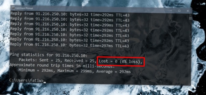 How to find packet loss in games on Windows 10