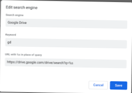 How to find the search query URL for search engines