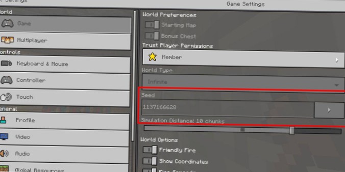 How To Find The Seed Value For A Minecraft World On Windows 10