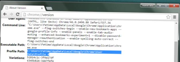Cómo encontrar la carpeta de usuario para un perfil de Chrome específico