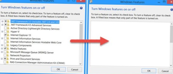 Comment réparer la liste d'activation ou de désactivation des fonctionnalités de Windows dans Windows 10