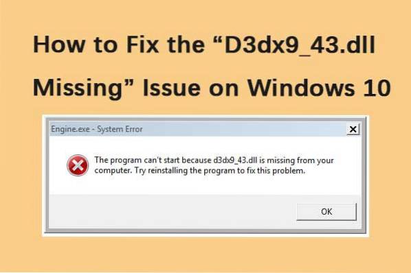 So beheben Sie d3dx9_43.DLL fehlt auf Ihrem Computer Fehler