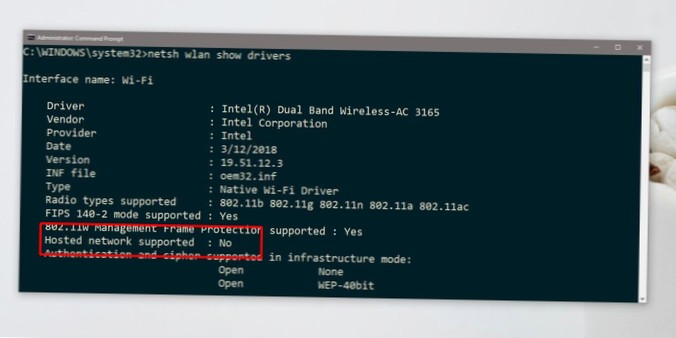 Jak opravit žádnou podporu hostované sítě pro Wlan v systému Windows 10