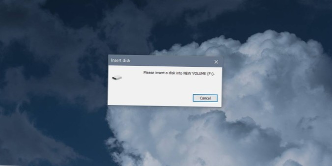 Cum se remediază „Vă rugăm să introduceți un disc în NOU VOLUM” pe Windows 10