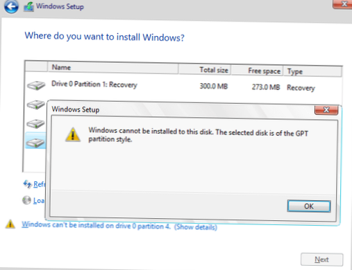 So beheben Sie Die ausgewählte Festplatte hat den GPT-Partitionsstil bei der Installation von Windows 10