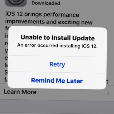 Jak opravit nelze nainstalovat chybu aktualizace na iOS