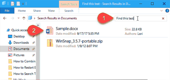 How to force Windows 10 to search inside files for text
