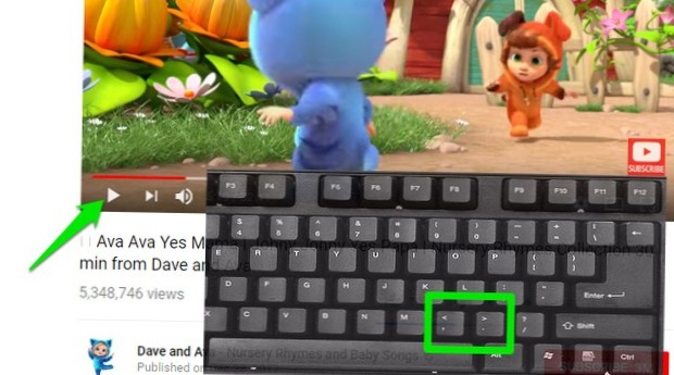 Sådan videresendes en YouTube-video med tastaturgenveje