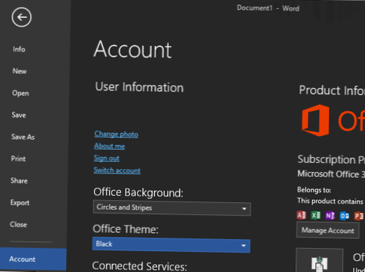 Jak získat tmavě šedý motiv v MS Office 2016