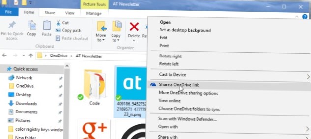 Sådan får du et direkte link til en fil i OneDrive på Windows 10