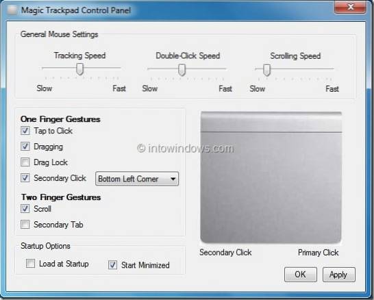 How To Get Apple Magic Trackpad Control Panel In Windows 7