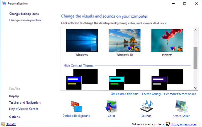 How To Get Back The Classic Personalization Window In Windows 10