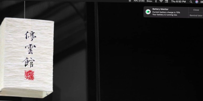 Sådan får du lav / fuld batteriadvarsel på macOS