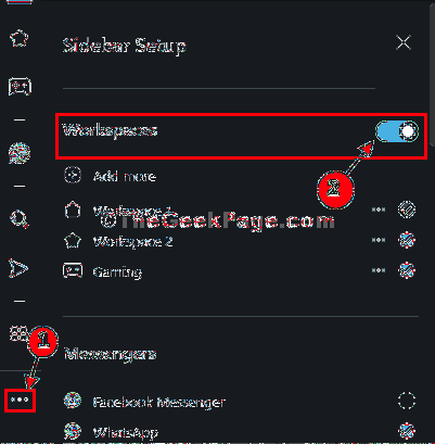 Cum să grupați fila Spații de lucru în Opera Browser în Windows 10