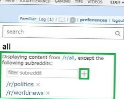 Hvordan skjule subreddits fra r / all